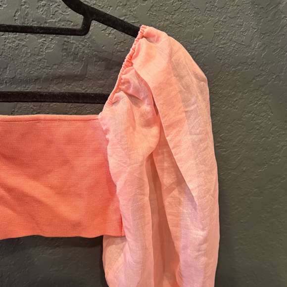 NWOT Zara Pink Organza Crop Top - Picture 3 of 5